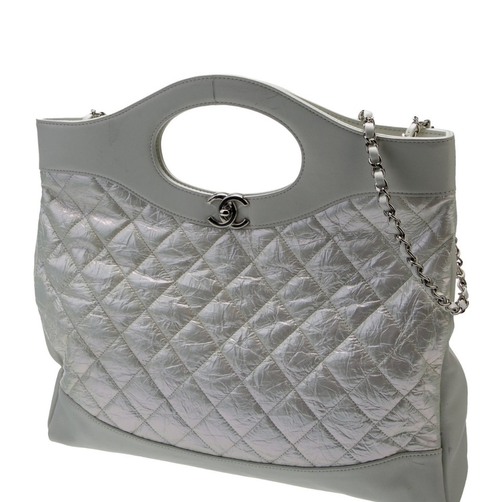 CHANEL Silver Quilted Tote Bag - Picture 3 of 6